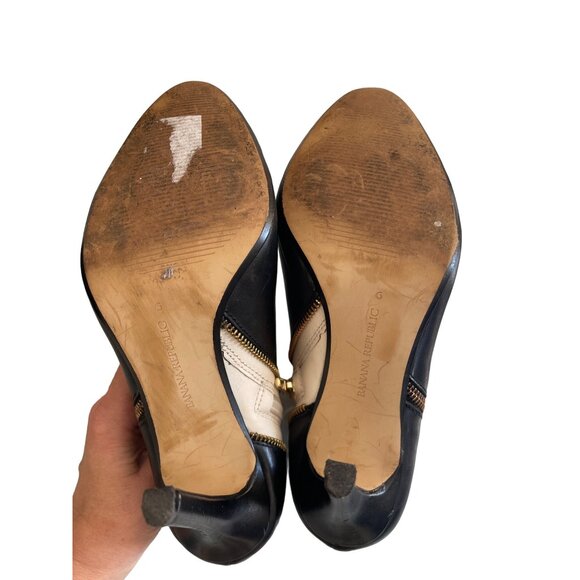Banana Republic Women’s Leather Stiletto Heel Ankle Booties Black & Cream Size 6 - Picture 7 of 7